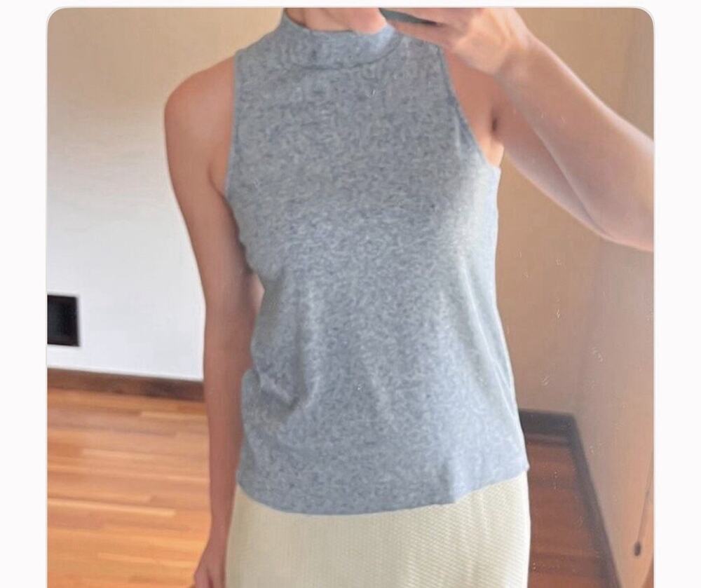Chaser Blue Heather Mock Neck Sleeveless Tank Top - Size Medium